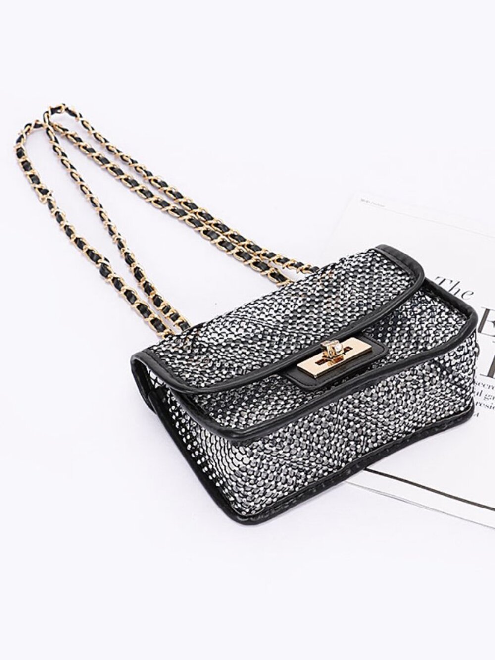 BNWT Brand New Transparent Rhinestone Mesh Convertible Crossbody Shoulder Bag - Picture 4 of 5